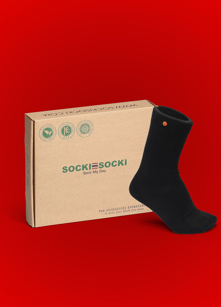 10 Box Black cotton Socks | Orange button | Size. 41-46