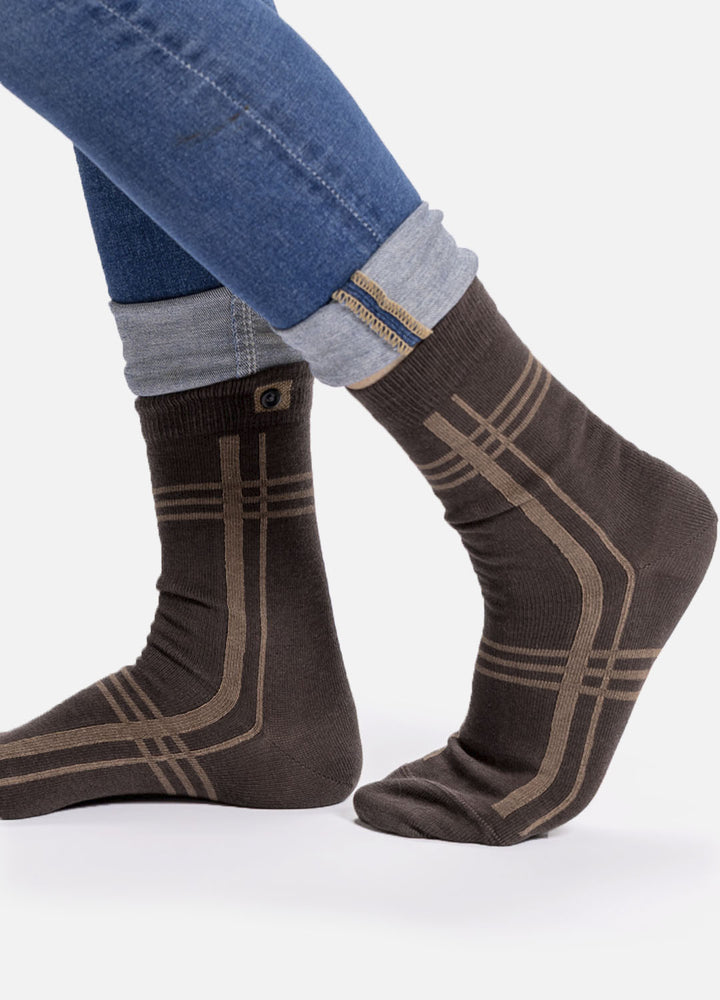 Ambel women’s cotton socks | Brown striped design