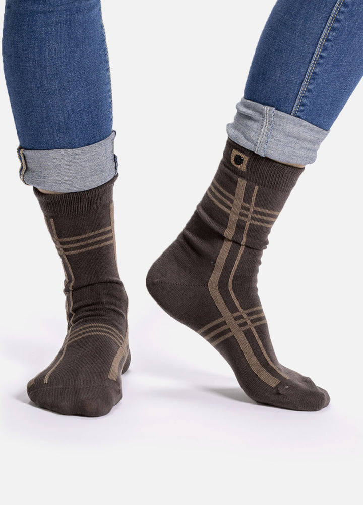 Ambel women’s cotton socks | Brown striped design
