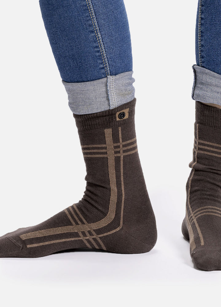 Ambel women’s cotton socks | Brown striped design