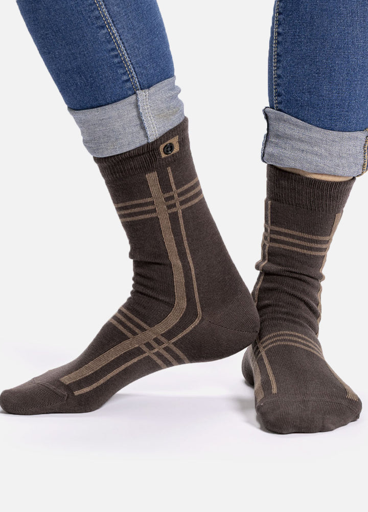 Ambel women’s cotton socks | Brown striped design