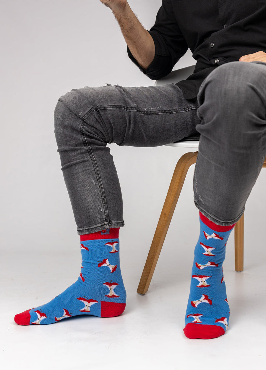 Apple motif socks