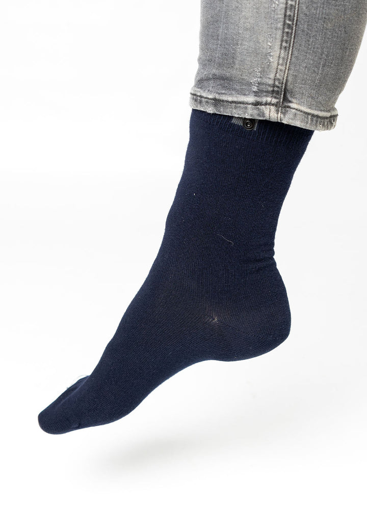 Navy Cotton Socks | Black Button | 41-47
