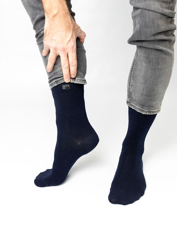 Navy Cotton Socks | Black Button | 41-47