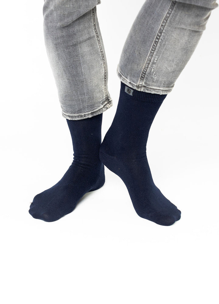 Navy Cotton Socks | Black Button | 41-47