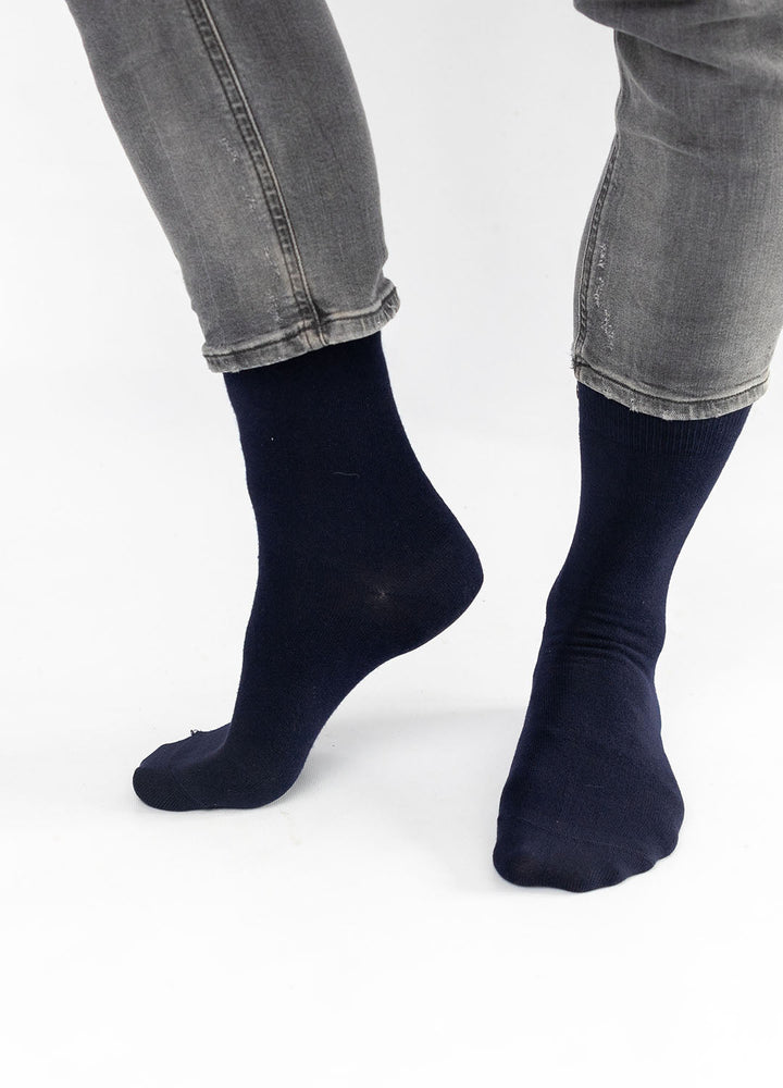 Navy Cotton Socks | Black Button | 41-47