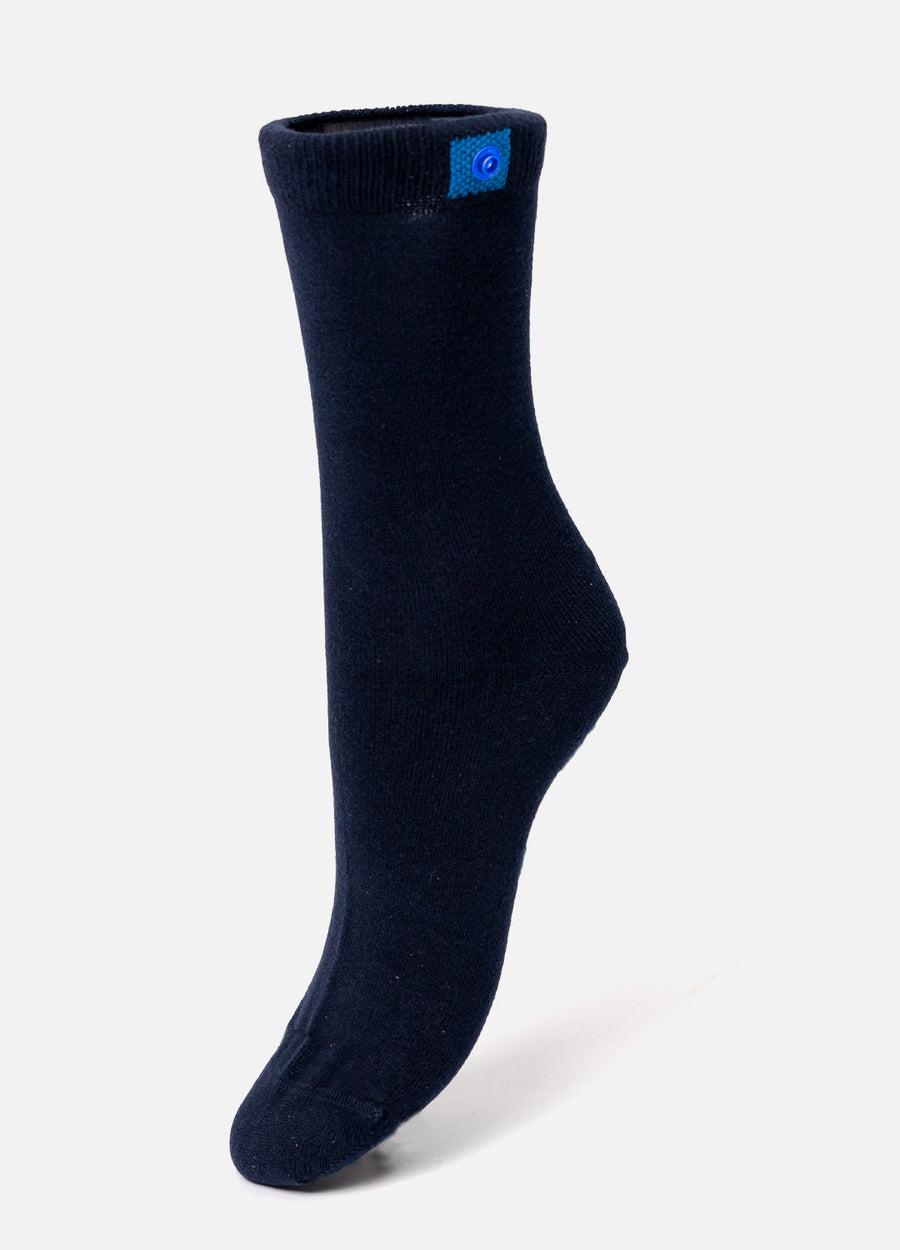 Navy Cotton socks | Blue Button | 36-41