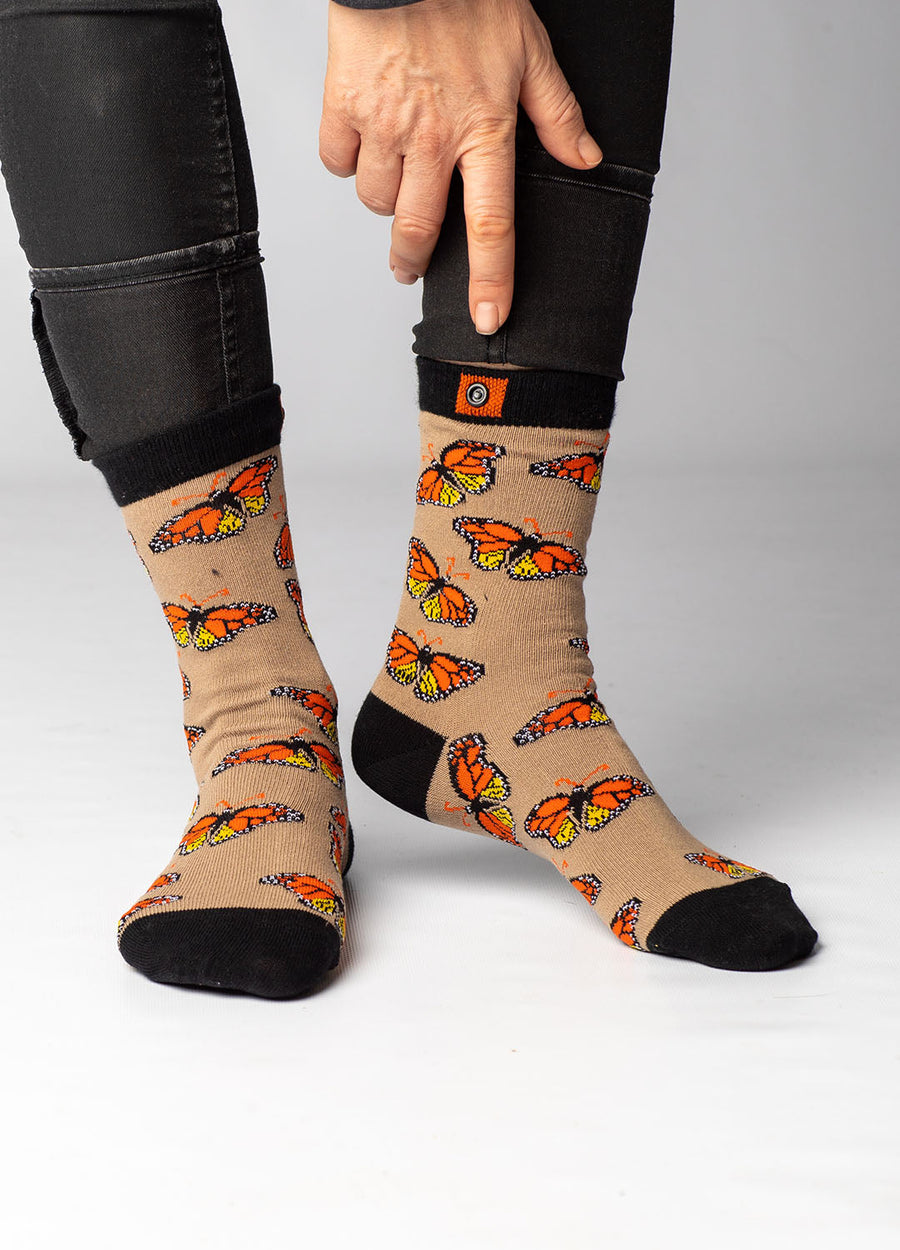 Socks with butterflys on it