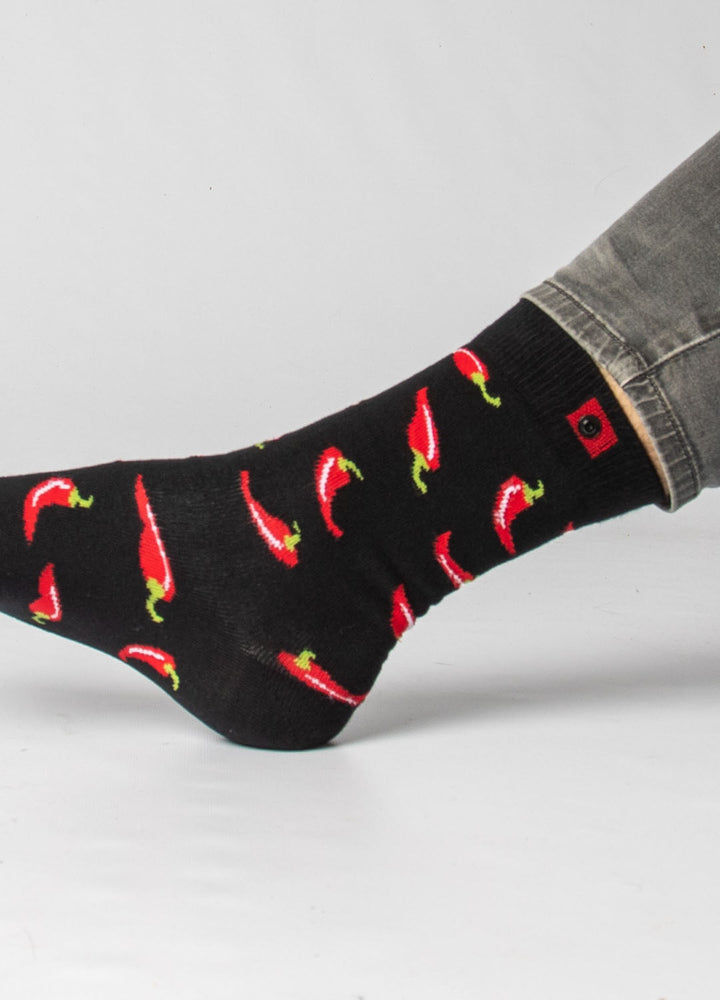 Black socks with chili on
