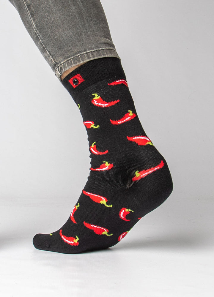Black socks with chili on