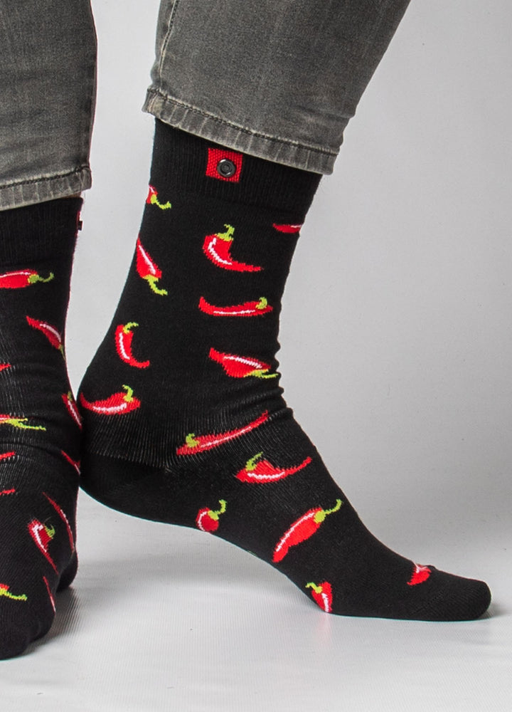 Black socks with chili on