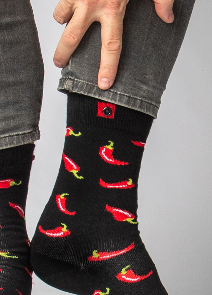 Black socks with chili on