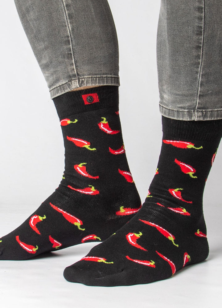 Black socks with chili on