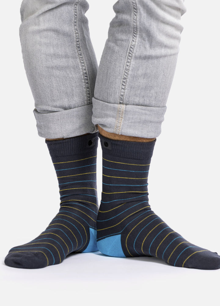 Eadda organic cotton socks | Classic stripes & smart button