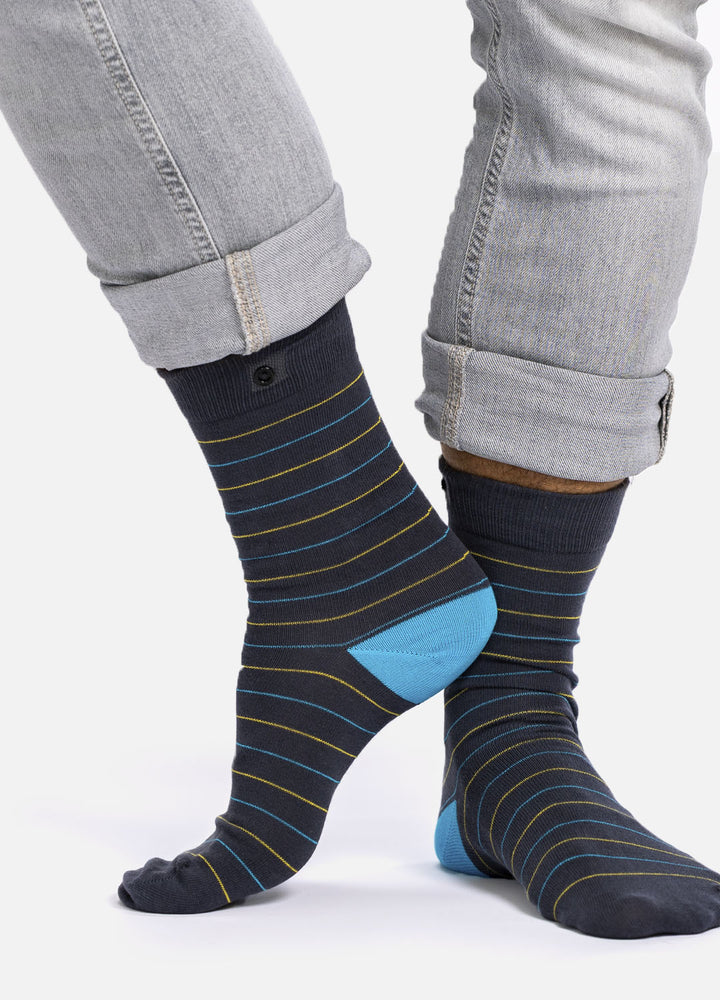 Eadda organic cotton socks | Classic stripes & smart button