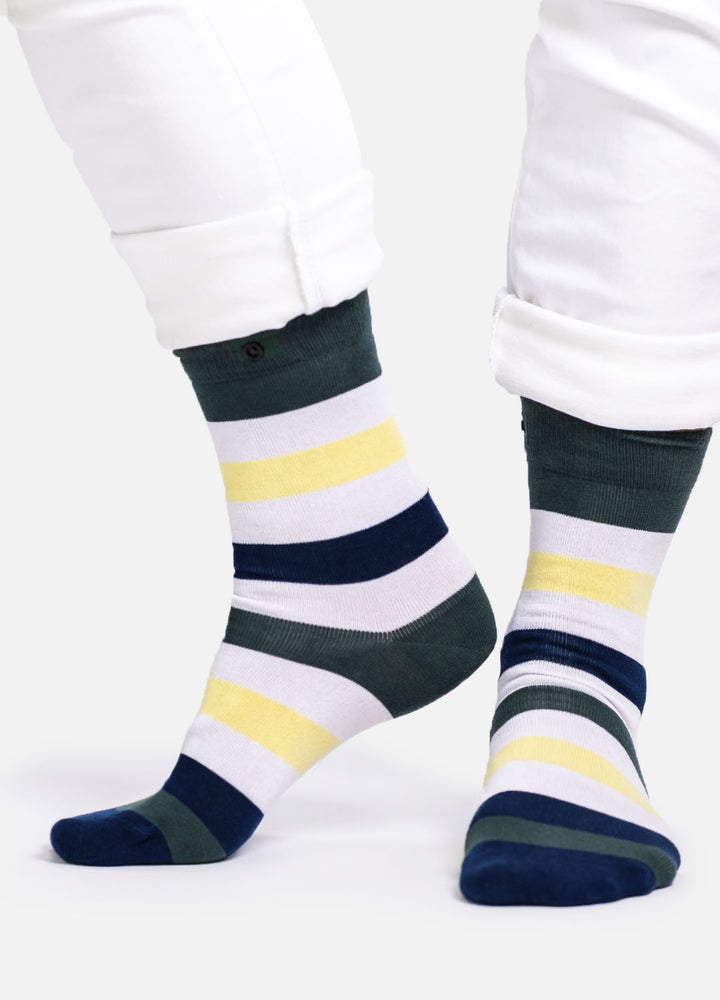 Eepa | organic socks with bold stripes & button