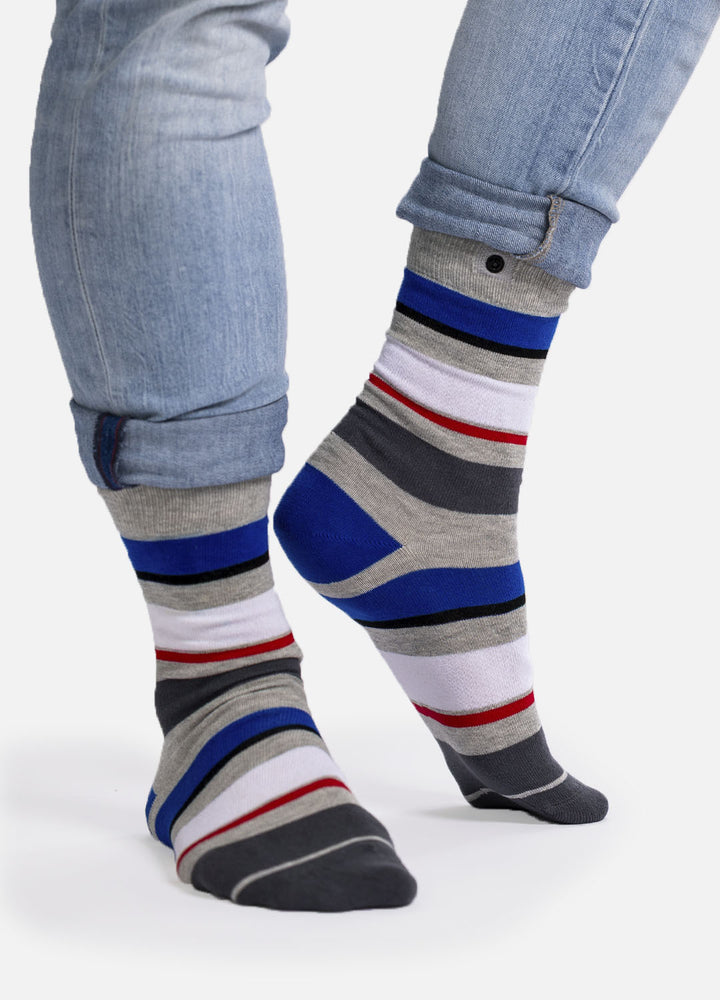 Falda – organic cotton socks with fresh stripes & button