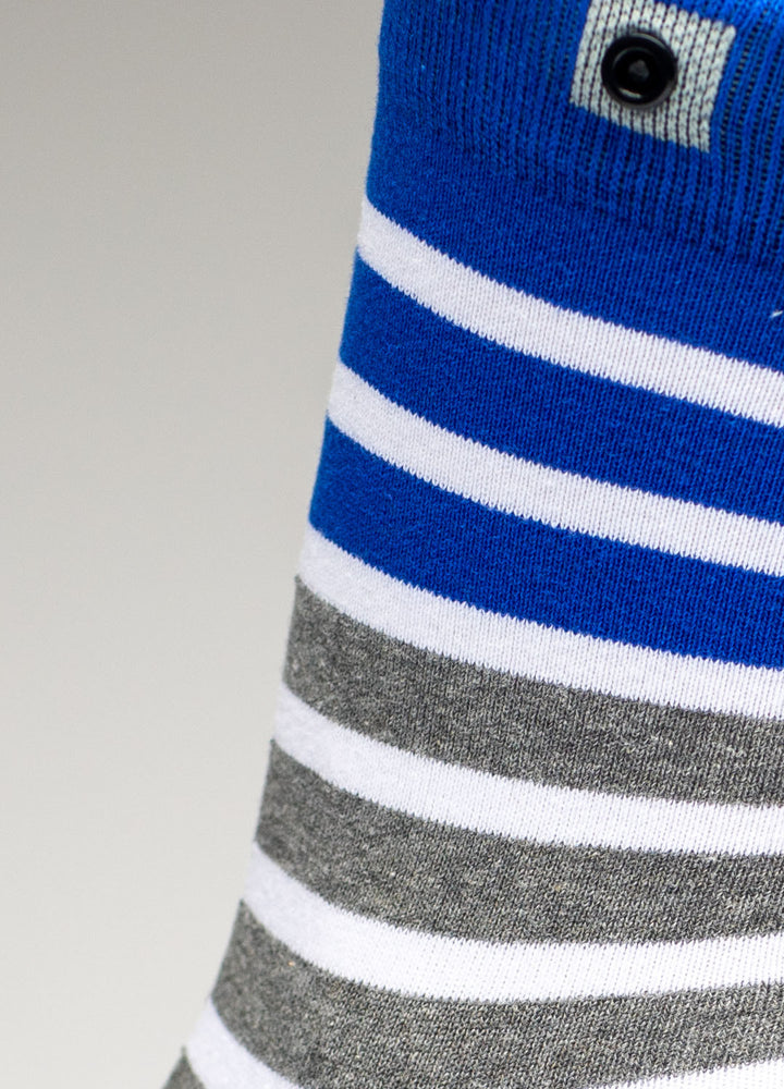Grey socks with blue stripes 