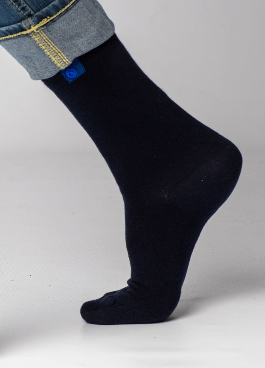 Navy Cotton socks | Blue Button | 36-41