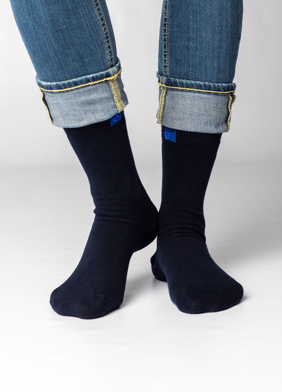 Navy Cotton socks | Blue Button | 36-41