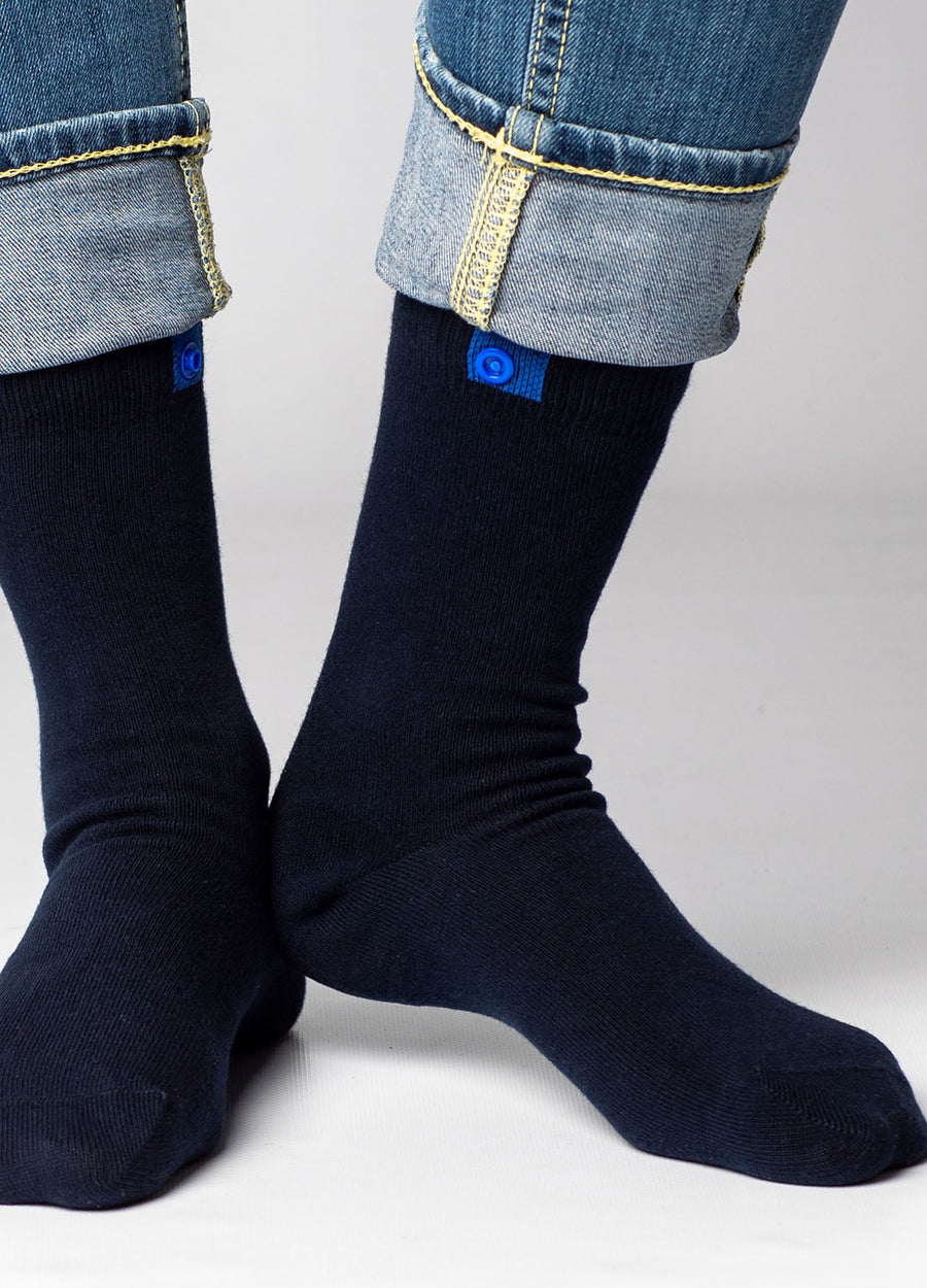 Navy Cotton socks | Blue Button | 36-41