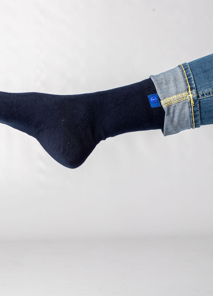10 Pack Blue Cotton Socks | Black Button  | Size. 36-41