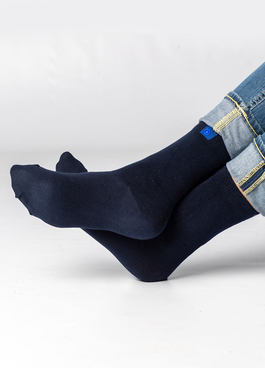 Navy Cotton socks | Blue Button | 36-41