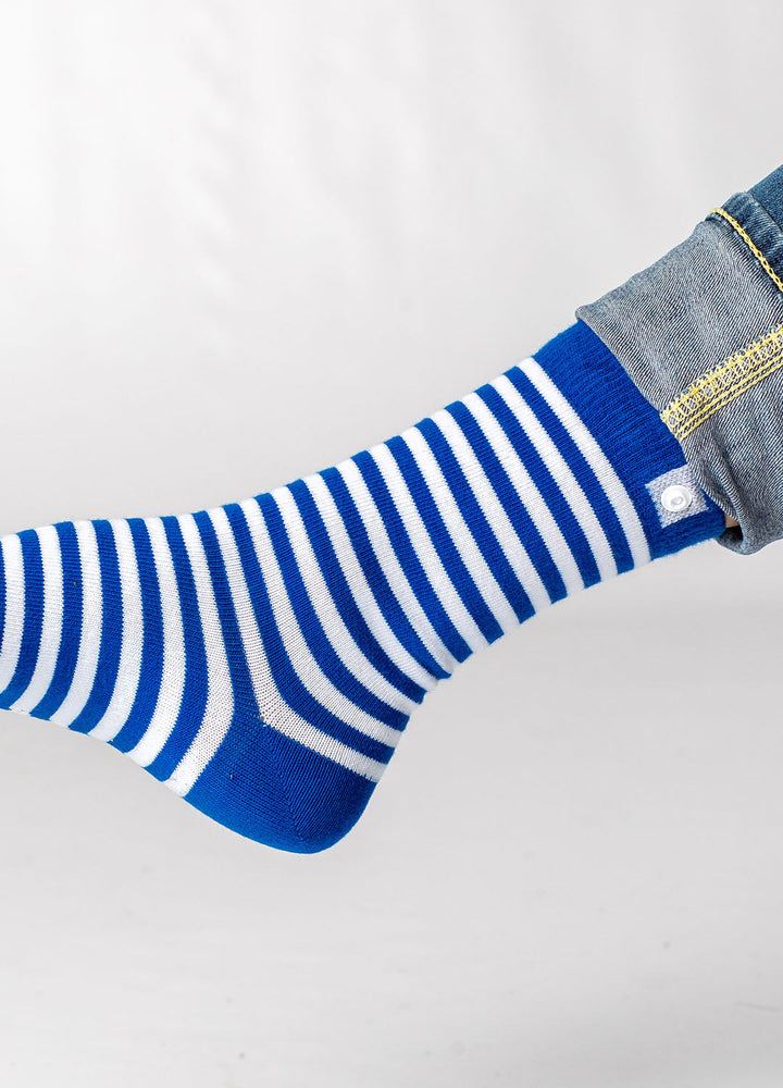 Blå og hvide stribet strømpe 5