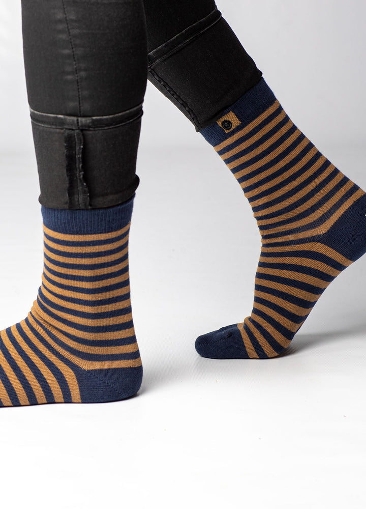 Stribet damestrømper i økologiske bomuld 1