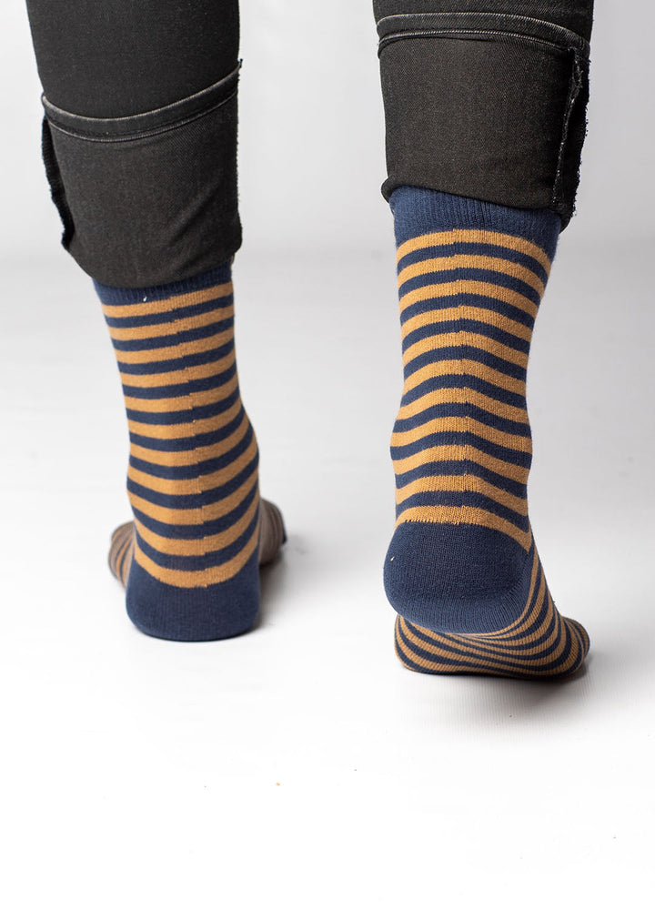 Stribet damestrømper i økologiske bomuld 3