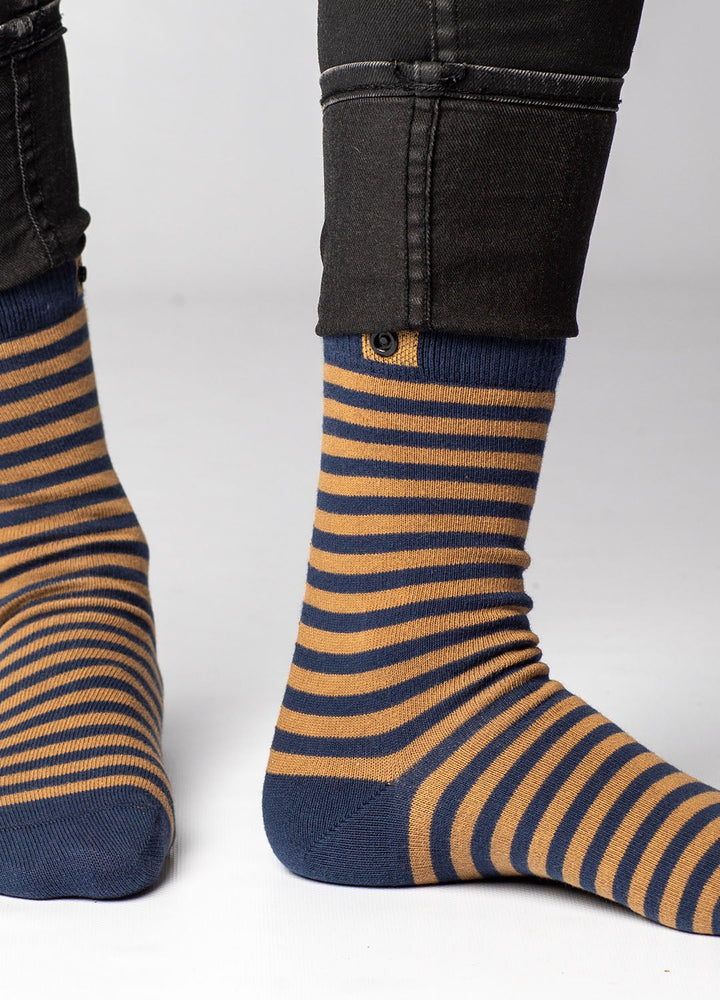 Stribet damestrømper i økologiske bomuld 4