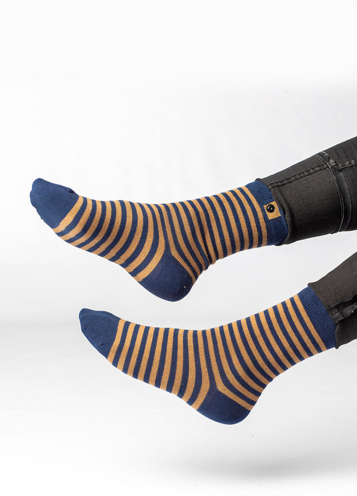 Stribet damestrømper i økologiske bomuld 6