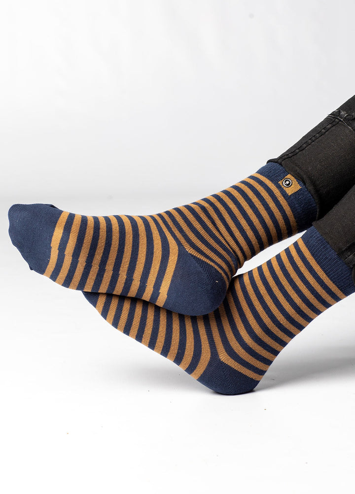 Stribet damestrømper i økologiske bomuld 7