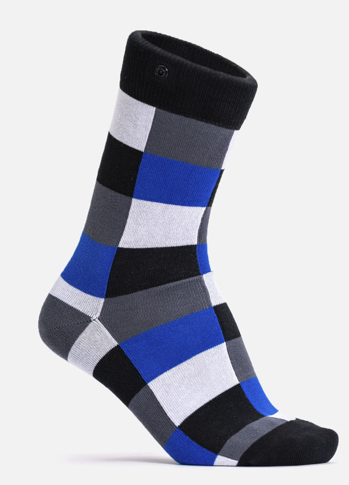 Marini – organic cotton socks with checkered design & button