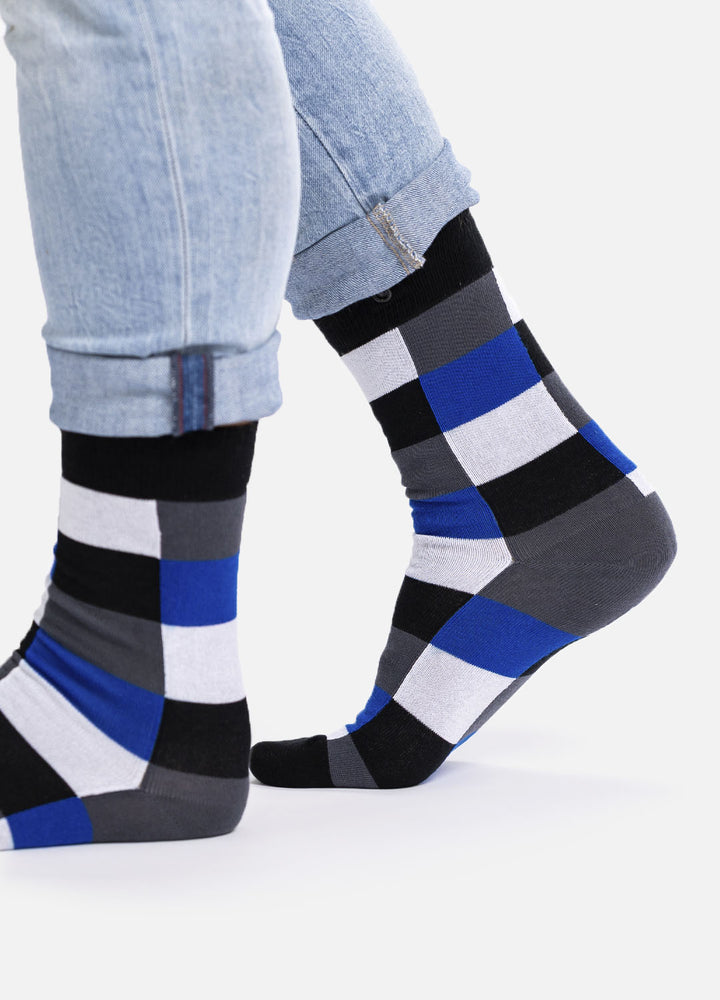 Marini – organic cotton socks with checkered design & button