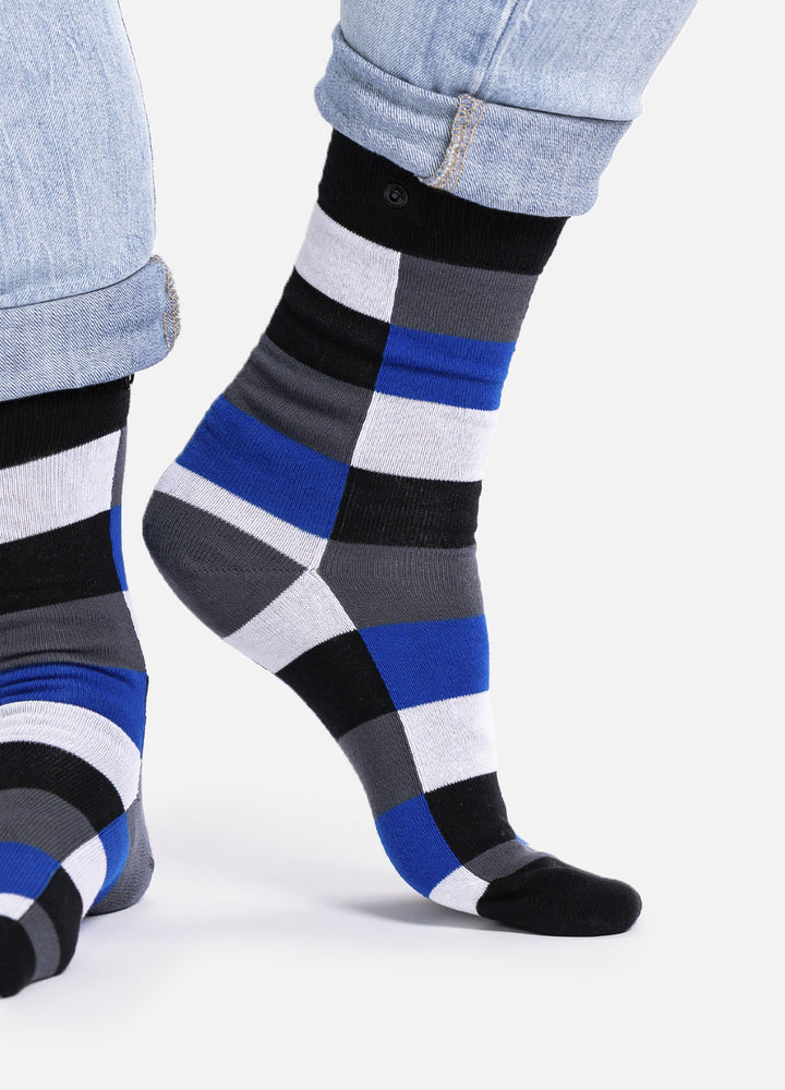 Marini – organic cotton socks with checkered design & button