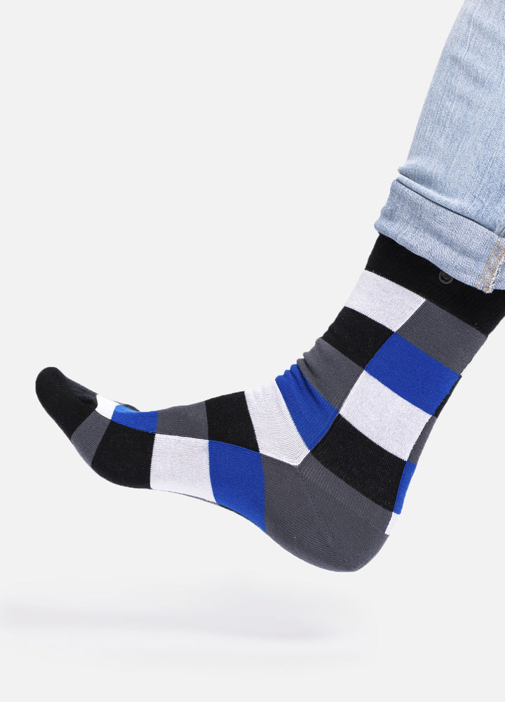 Marini – organic cotton socks with checkered design & button