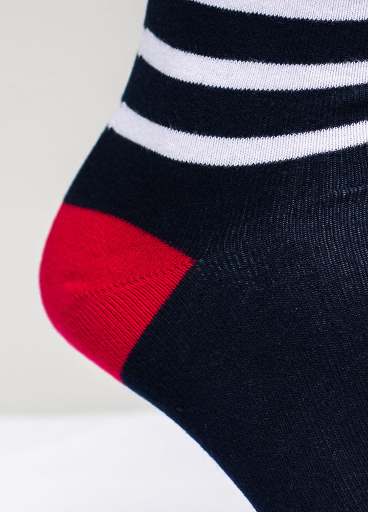 Navy Blue with Red and White Stripes socks