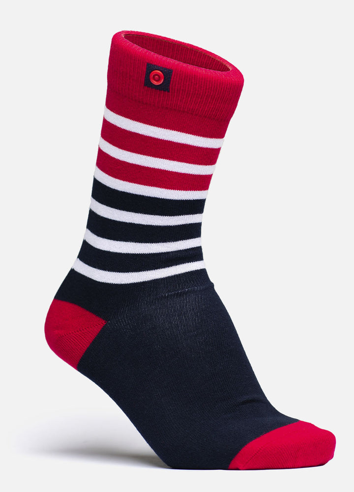 Navy Blue with Red and White Stripes socks