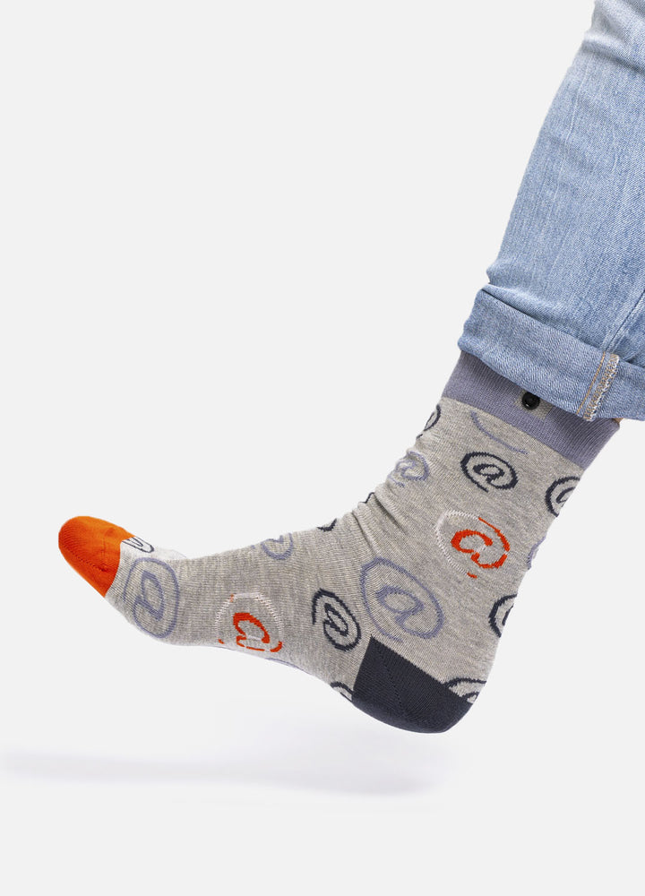Oreell – organic cotton socks with @-print and button