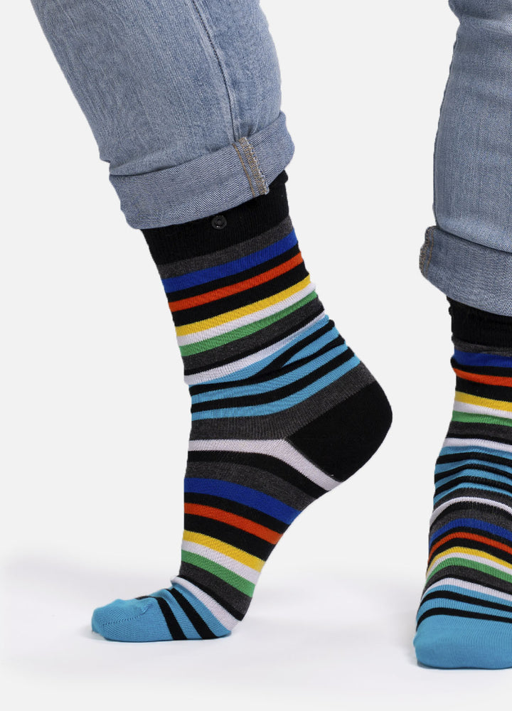 Perette | organic socks with colorful stripes & button