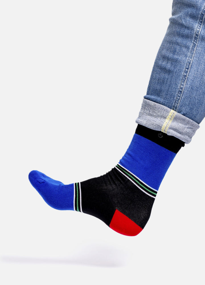 Quaoba – organic cotton socks with sporty stripes & button