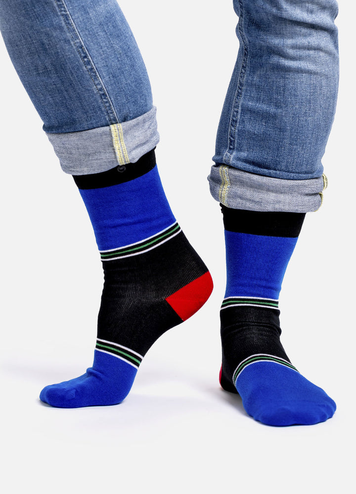 Quaoba – organic cotton socks with sporty stripes & button
