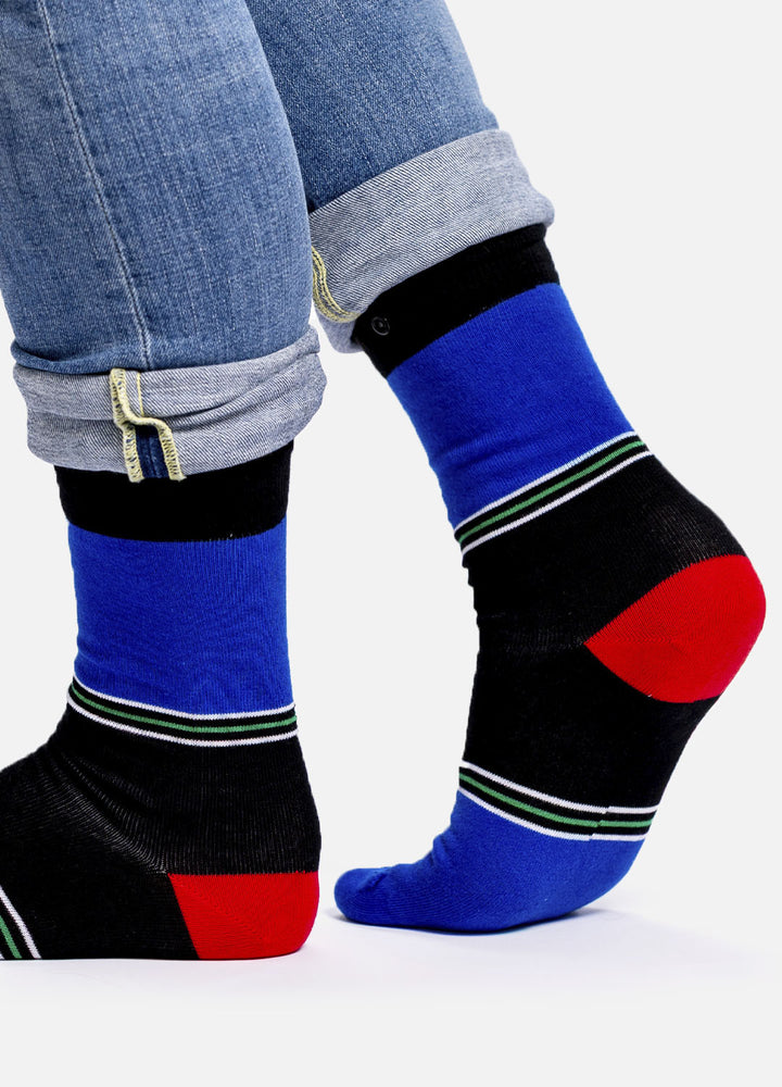 Quaoba – organic cotton socks with sporty stripes & button