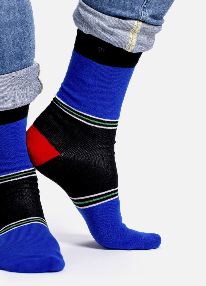 Quaoba – organic cotton socks with sporty stripes & button