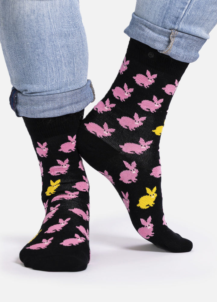 Rabbit – organic cotton socks with bunny pattern & button