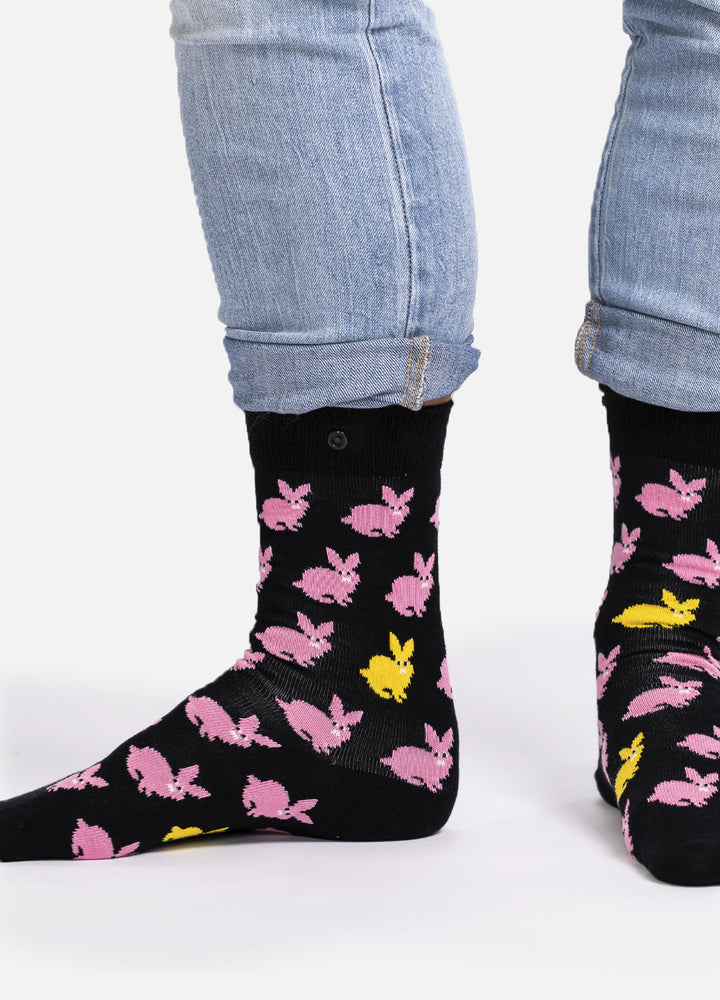 Rabbit – organic cotton socks with bunny pattern & button