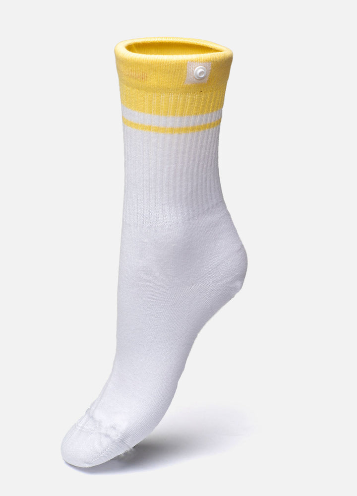 White Sports Socks with Yellow Rib
