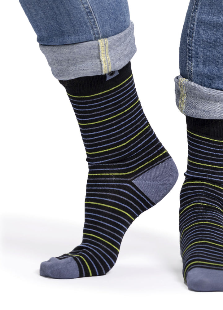 Roto bamboo socks | with elegant stripes & smart button