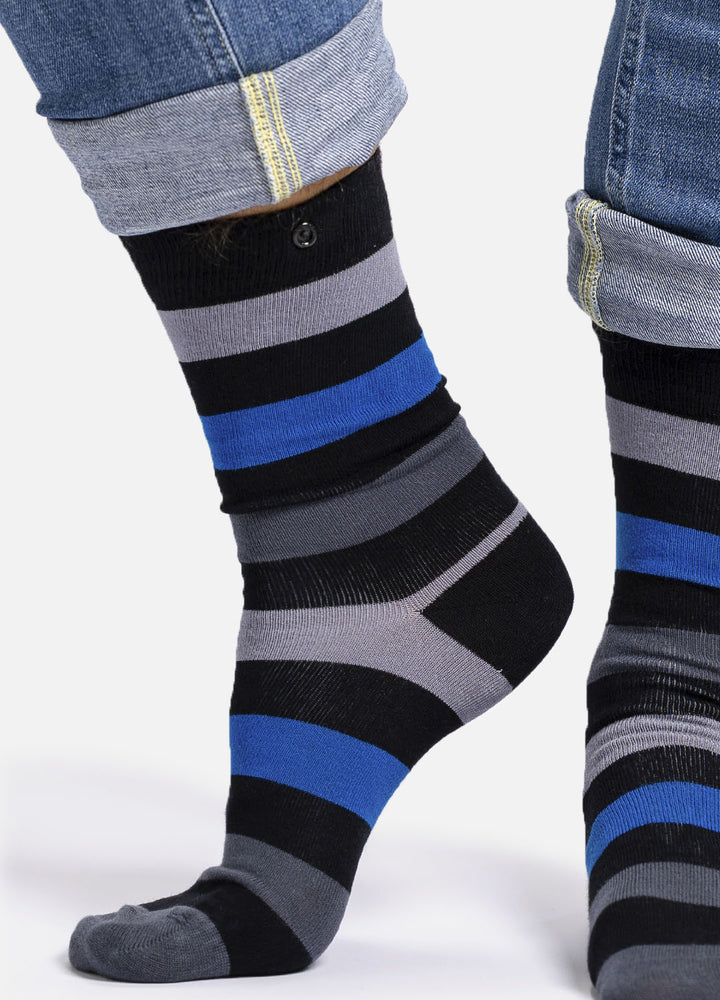 Slany | bamboo socks with stripes & button